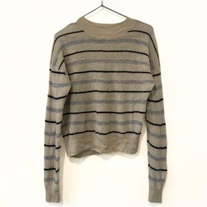 Wilfred | Aritzia Cream/Grey Mohair Striped Sweater Size Small